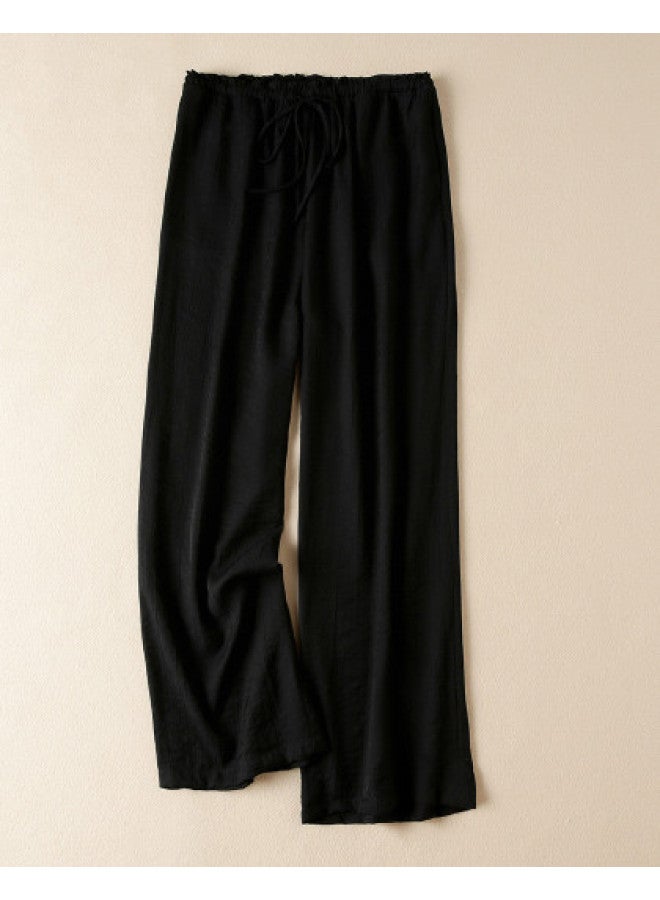XINYANG Wide Leg Pants Women 2025 Summer High Waist Flowy Casual Trousers Slimming Straight Leg Drawstring Elastic Waist Ankle Pants - Image 1