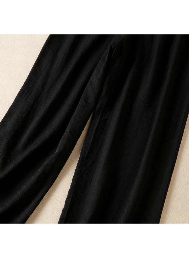 XINYANG Wide Leg Pants Women 2025 Summer High Waist Flowy Casual Trousers Slimming Straight Leg Drawstring Elastic Waist Ankle Pants - Image 5
