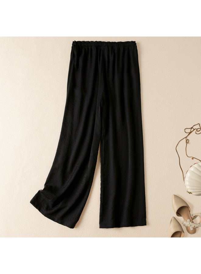 XINYANG Wide Leg Pants Women 2025 Summer High Waist Flowy Casual Trousers Slimming Straight Leg Drawstring Elastic Waist Ankle Pants - Image 3