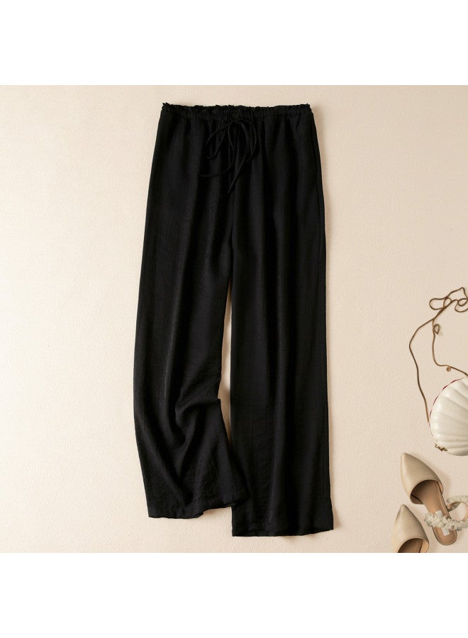 XINYANG Wide Leg Pants Women 2025 Summer High Waist Flowy Casual Trousers Slimming Straight Leg Drawstring Elastic Waist Ankle Pants - Image 2