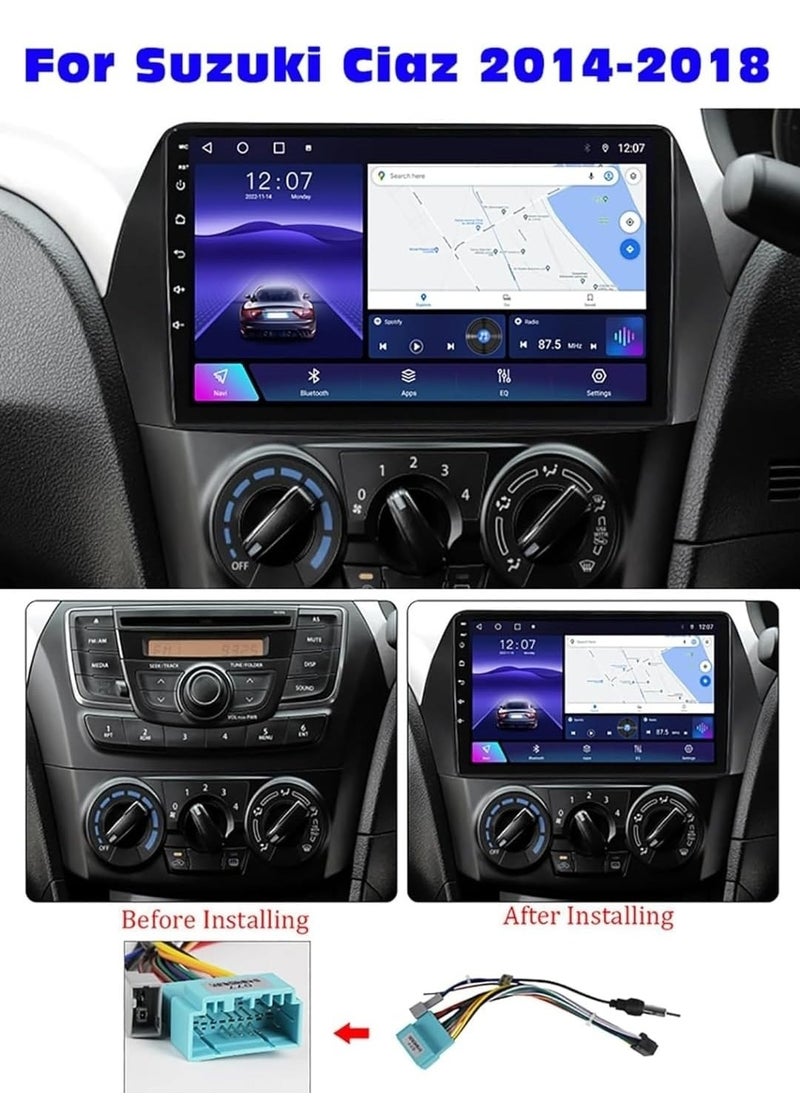 Vierex - Android Car Stereo For Suzuki Ciaz 2014-2019 Support Apple Carplay Android Auto Wireless QLED Touch Screen 4GB RAM Fast Interface AHD Camera Included SIM Bluetooth DSP Navigation - Image 1