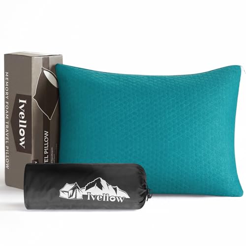 Ivellow Memory Foam Travel Pillow Compressible Camping Pillow for Sleeping Shredded Memory Foam Pillow Compact Firm Supportive Small Pillow for Adults Kids Outdoor Backpacking Hiking Essential GearM - Image 1