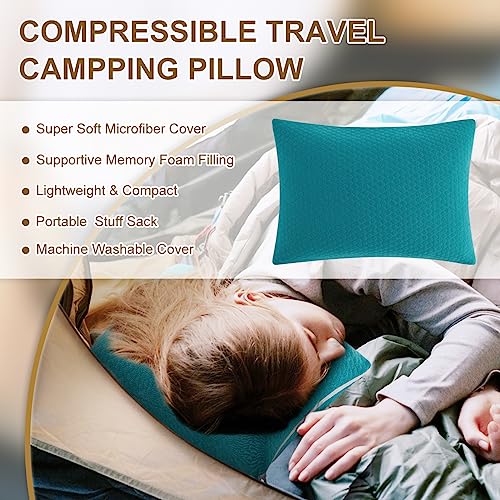 Ivellow Memory Foam Travel Pillow Compressible Camping Pillow for Sleeping Shredded Memory Foam Pillow Compact Firm Supportive Small Pillow for Adults Kids Outdoor Backpacking Hiking Essential GearM - Image 3