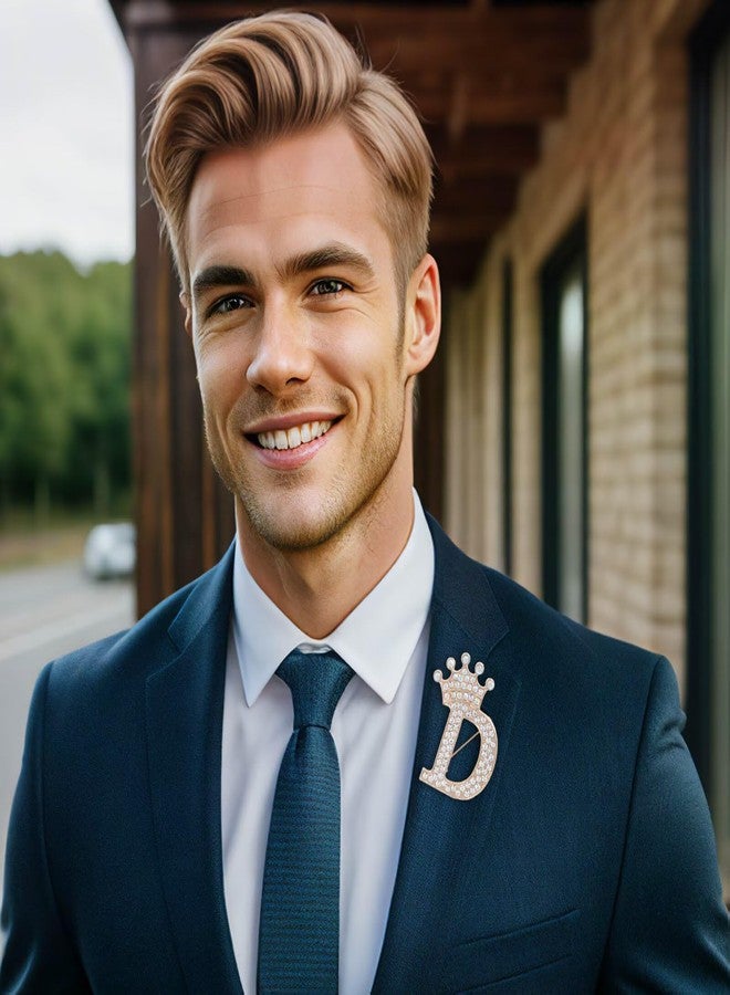 ETHOON Initial Letter Brooch Pins with Crown for Women Girls Men Boys Personalized Name Brooches Crafts Colorful Rhinestone Brooch Pins Gold M - Image 4