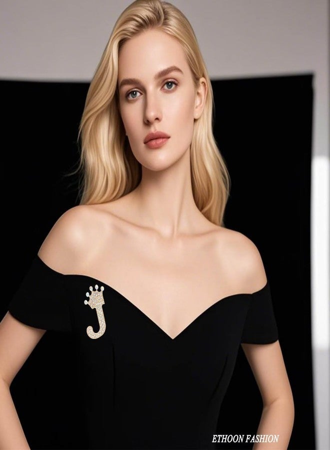 ETHOON Initial Letter Brooch Pins with Crown for Women Girls Men Boys Personalized Name Brooches Crafts Colorful Rhinestone Brooch Pins Gold M - Image 2