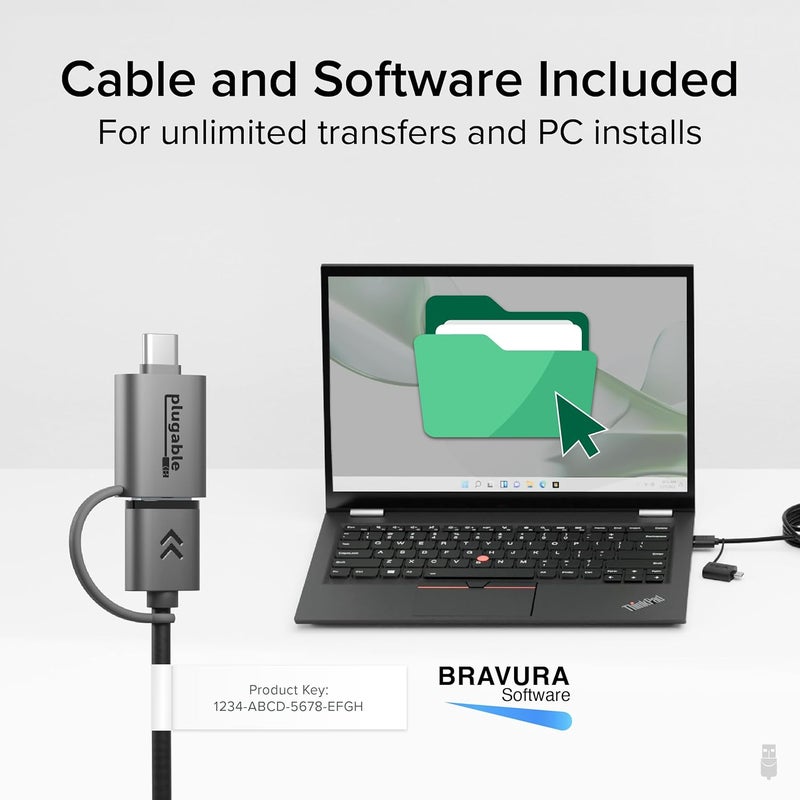بلاج آبل كابل نقل بيانات USB قابل للتوصيل من كمبيوتر إلى كمبيوتر، متوافق مع Windows USB C وUSB 3.0، نقل الملفات إلى الكمبيوتر الجديد مع برنامج Bravura Easy Computer Sync المرفق، طول 6.6 قدم (USBC-TRAN) - Image 5