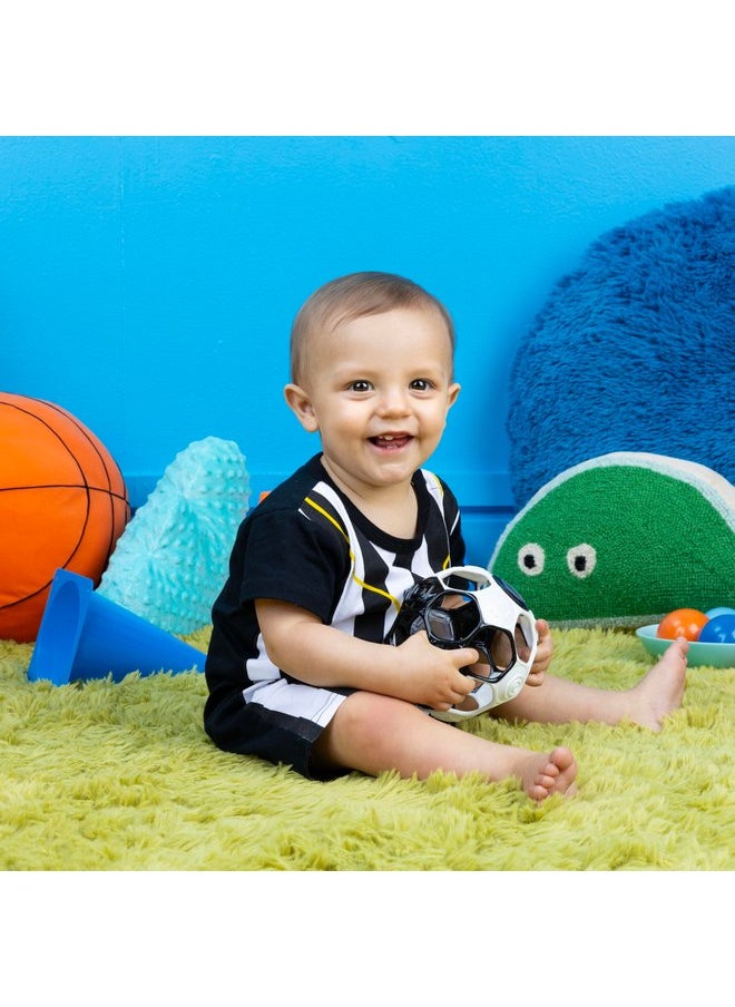 Bright Starts - Bright Starts Oball Grippin' Goals Rattle Soccer Ball - Black & White, Easy-Grasp Toy for Newborn and Up - Image 1