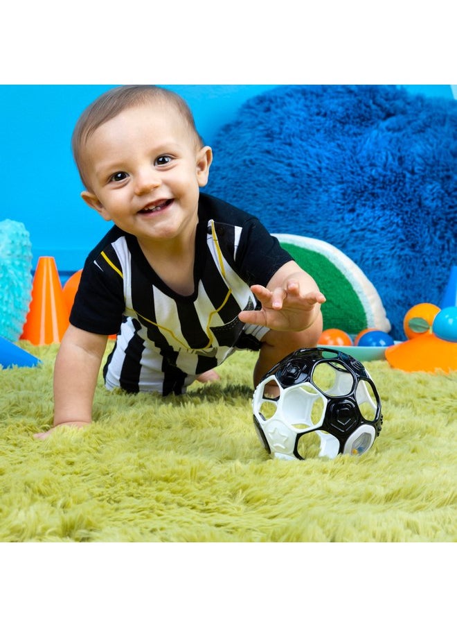 Bright Starts - Bright Starts Oball Grippin' Goals Rattle Soccer Ball - Black & White, Easy-Grasp Toy for Newborn and Up - Image 1