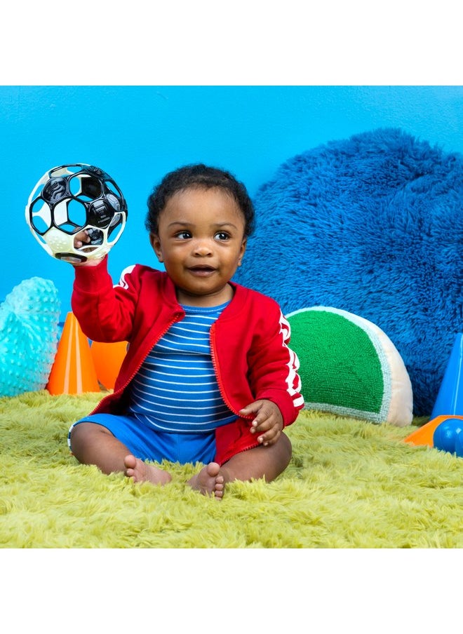Bright Starts - Bright Starts Oball Grippin' Goals Rattle Soccer Ball - Black & White, Easy-Grasp Toy for Newborn and Up - Image 1