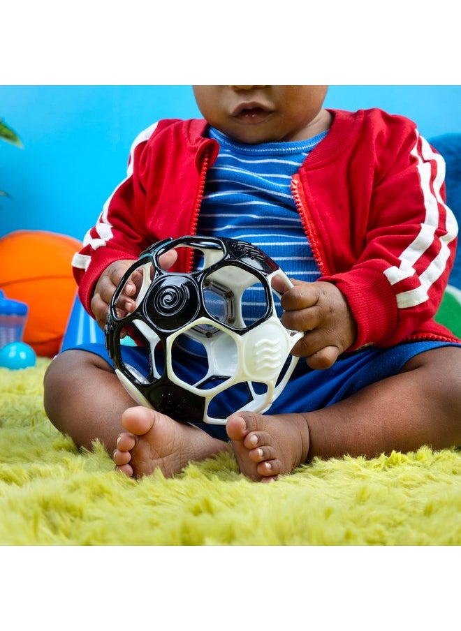 Bright Starts - Bright Starts Oball Grippin' Goals Rattle Soccer Ball - Black & White, Easy-Grasp Toy for Newborn and Up - Image 1