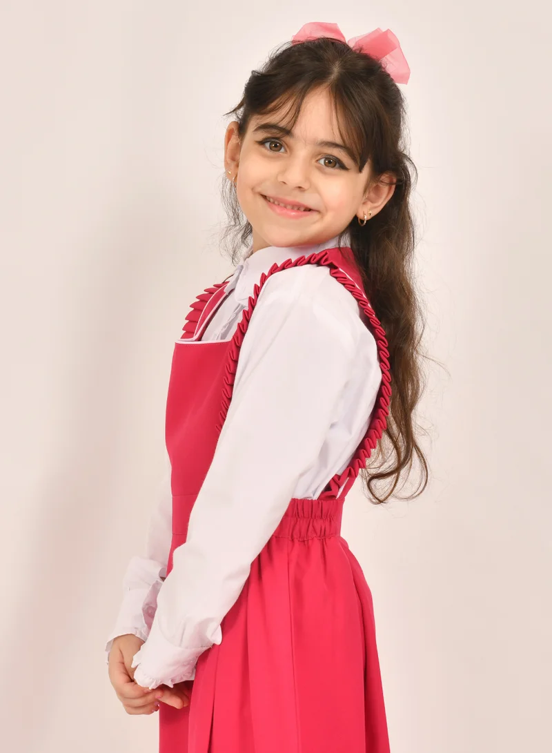 عبايات حوراء مريول فوشي بكشكش مع تحديد ابيض