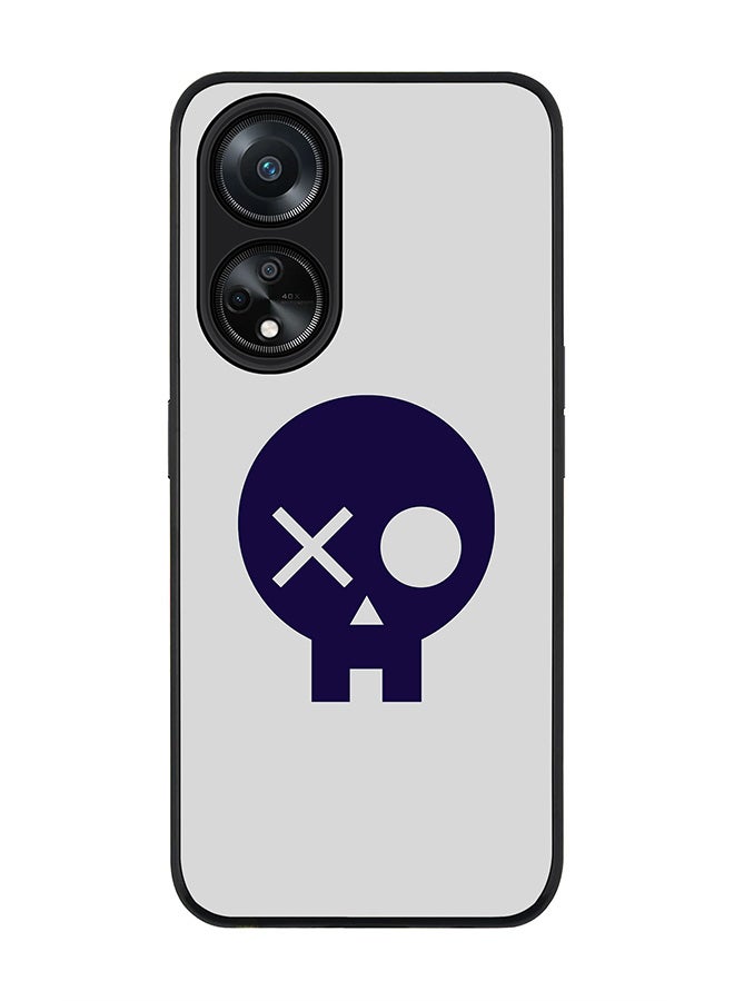 Stylizedd Rugged Black edge case for Oppo A98 5G, Slim fit Soft Case Flexible Rubber Edges Anti Drop TPU Gel Thin Cover- Skull Patch  - Image 1