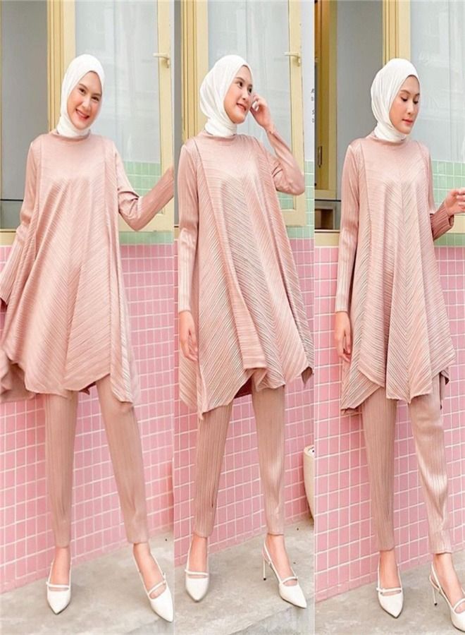 Loquat Fashion Pleated Irregular Two Piece Set 
