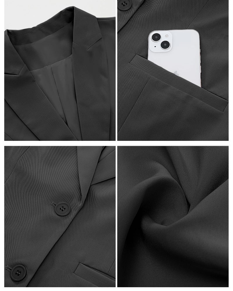 luvamia Blazers for Women Business Casual Long Blazer Jackets Dressy Work Professional Office Outfits Lapel Pockets Long Blazers for Women Womens Blazer Outfit Black Size Large Size 12 Size 14 - Image 5