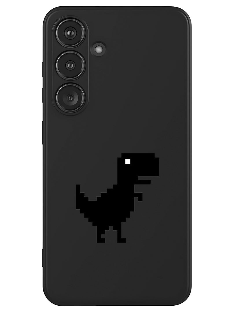 Theodor Protective Slim Fit Case Liquid Silicone Cover with Full Body Protection Anti-Scratch Shockproof Case For Samsung Galaxy S25 Plus (Black) - Offline Dino - Image 1