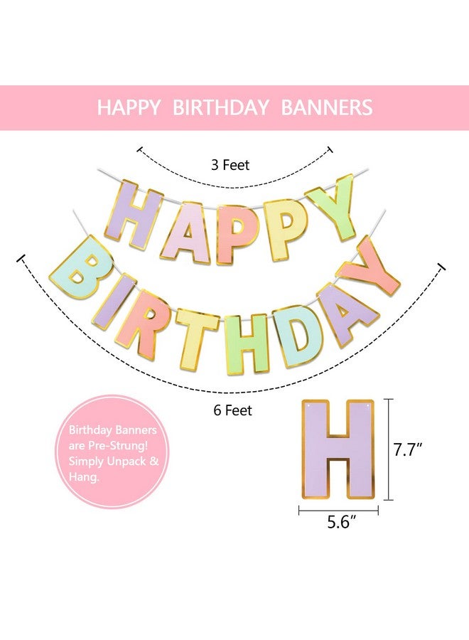 Litaus Macaron Birthday Decorations - Pack Of 20 | Happy Birthday Banner, Tissue Paper, Swirls, Garland | Birthday Decorations For Women | Birthday Party Decorations | Happy Birthday Decorations - Image 2