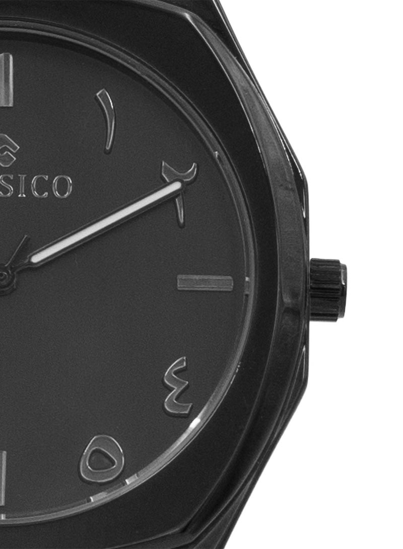 Clasico ساعة فخر للرجال بقرص عربي فاخر 40 مم - باللون الأسود، حركة كوارتز، ظهر من الفولاذ المقاوم للصدأ - Image 2