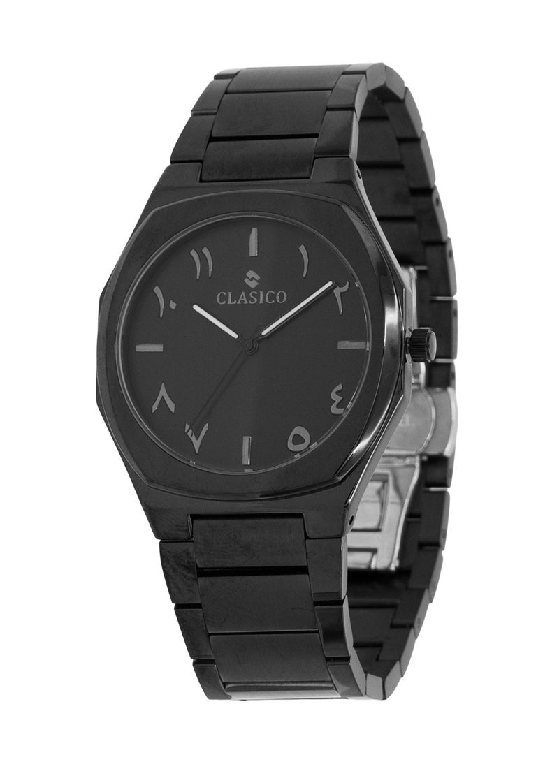 Clasico ساعة فخر للرجال بقرص عربي فاخر 40 مم - باللون الأسود، حركة كوارتز، ظهر من الفولاذ المقاوم للصدأ - Image 3