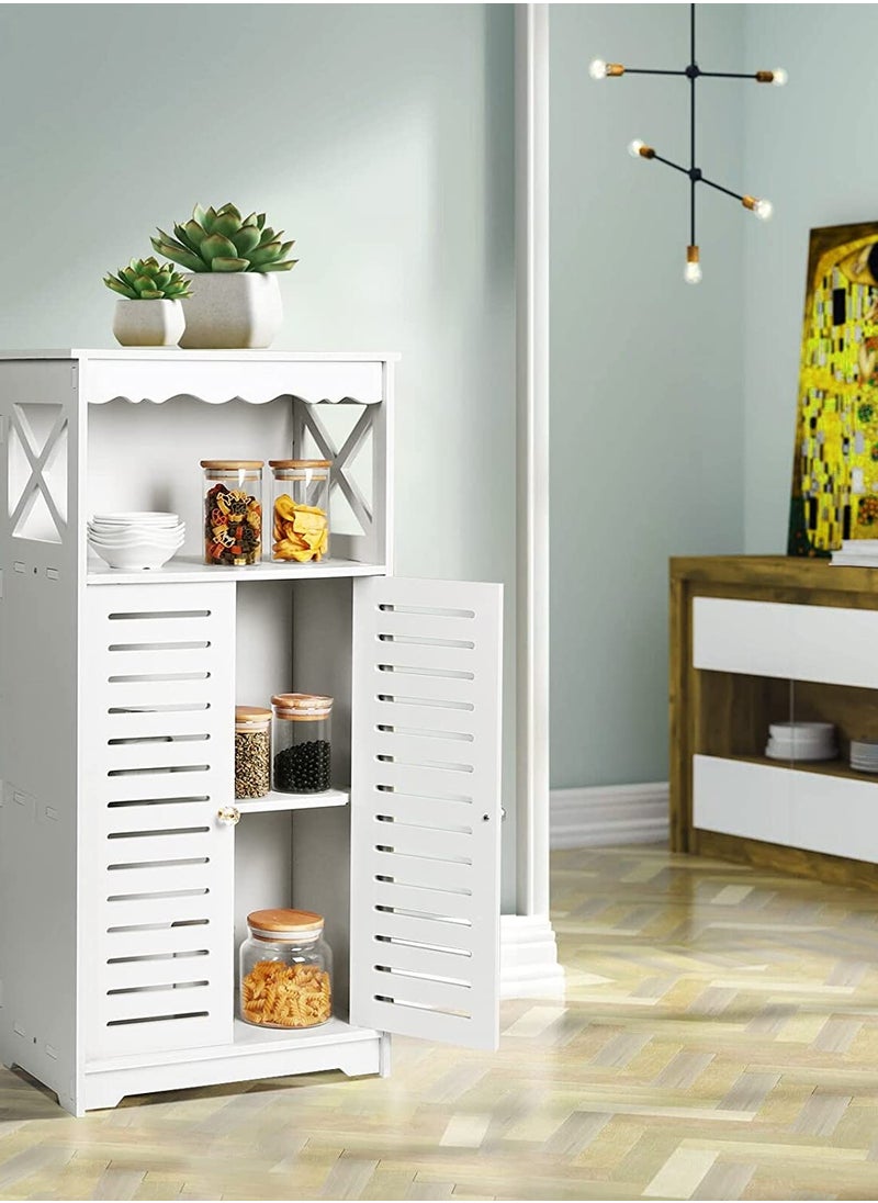Eworld Free Standing Bathroom Furniture Cabinets with Two Doors and open shelf Suitable for Livingroom and Bedroom  - Image 5