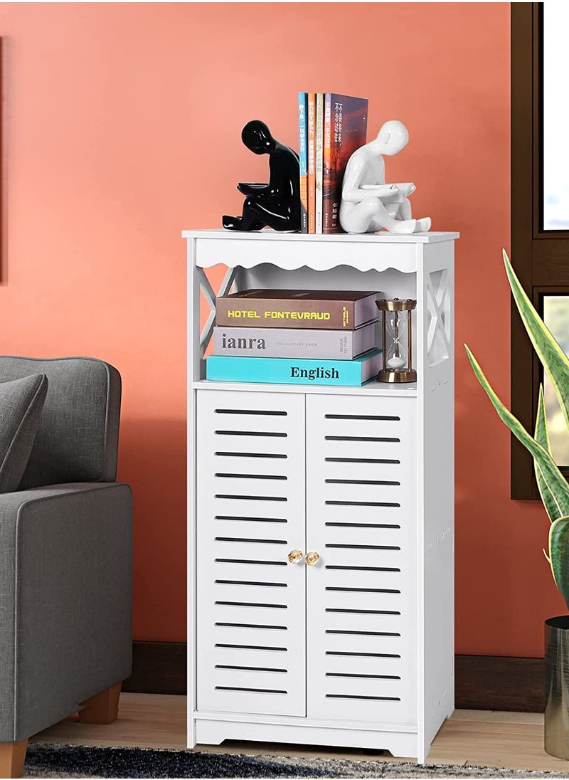 Eworld Free Standing Bathroom Furniture Cabinets with Two Doors and open shelf Suitable for Livingroom and Bedroom  - Image 3
