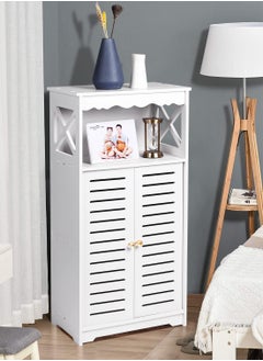 Eworld Free Standing Bathroom Furniture Cabinets with Two Doors and open shelf Suitable for Livingroom and Bedroom  - Image 4
