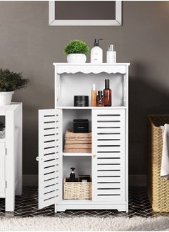 Eworld Free Standing Bathroom Furniture Cabinets with Two Doors and open shelf Suitable for Livingroom and Bedroom  - Image 2