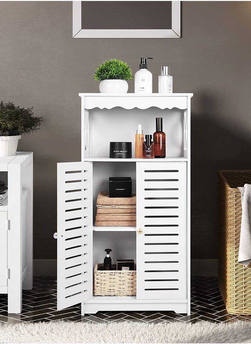 Eworld Free Standing Bathroom Furniture Cabinets with Two Doors and open shelf Suitable for Livingroom and Bedroom  - Image 2