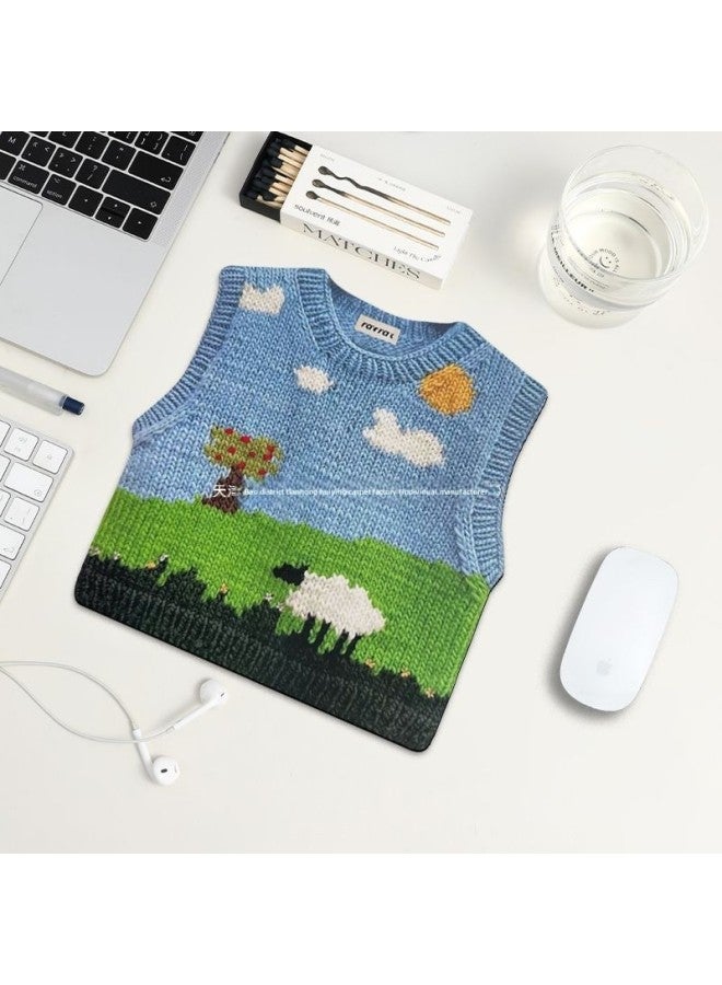 Cute Sweater Printed Mousepad Portable Office Desk Mat High Aesthetic Value Computer Table Pad Home Use Office Dormitory-Color:Diatom Mud Material "28x 28cm" X0.25 Thick-Pattern:Tree-mouse Pad  - Image 3