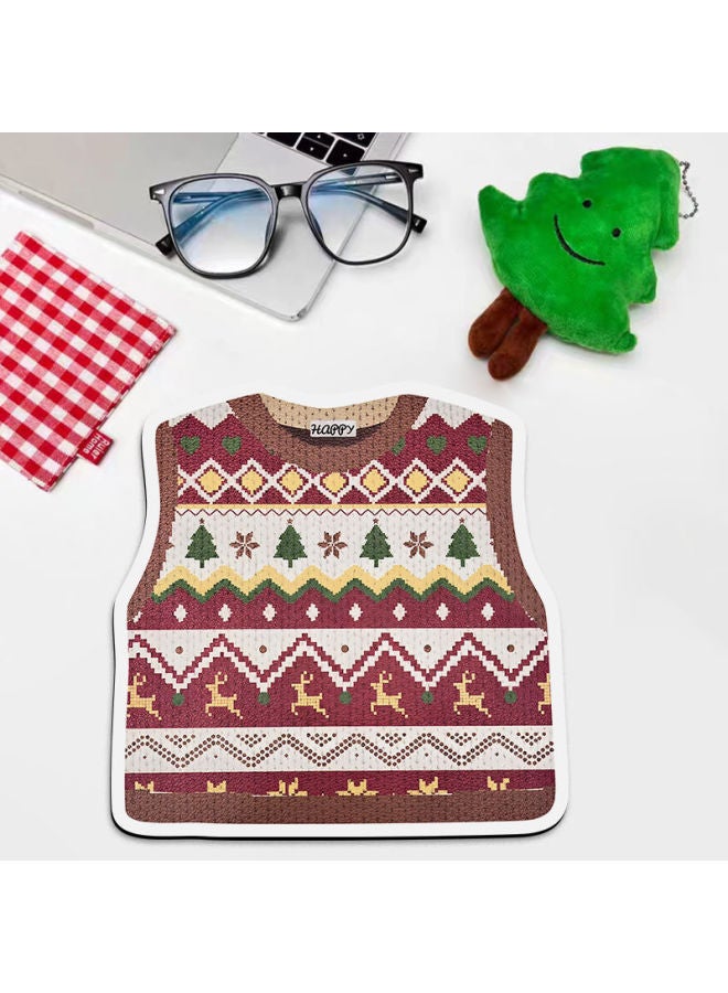 Cute Sweater Printed Mousepad Portable Office Desk Mat High Aesthetic Value Computer Table Pad Home Use Office Dormitory-Color:Diatom Mud Material "28x 28cm" X0.25 Thick-Pattern:Tree-mouse Pad  - Image 1