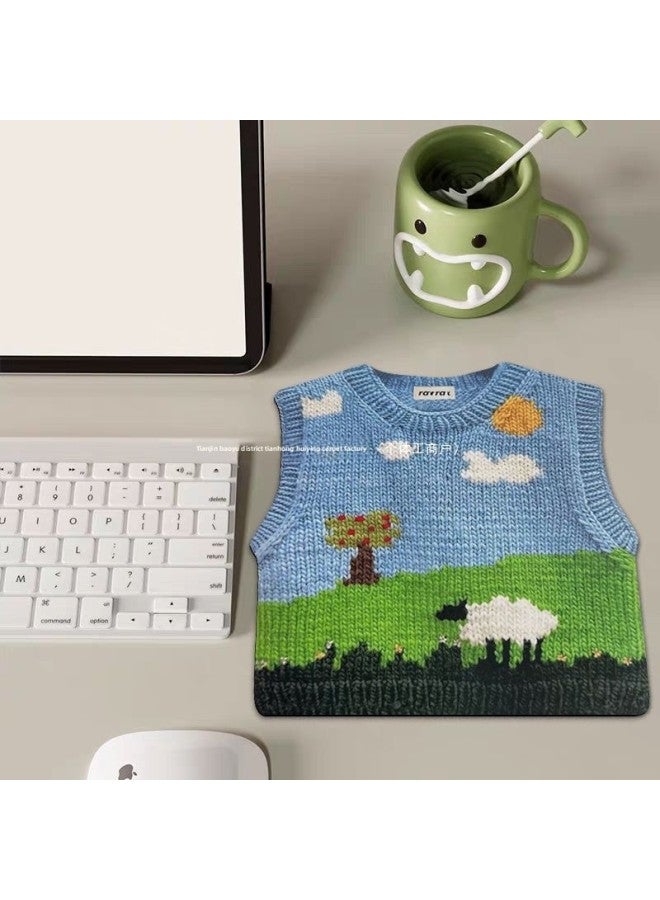 Cute Sweater Printed Mousepad Portable Office Desk Mat High Aesthetic Value Computer Table Pad Home Use Office Dormitory-Color:Diatom Mud Material "28x 28cm" X0.25 Thick-Pattern:Tree-mouse Pad  - Image 4