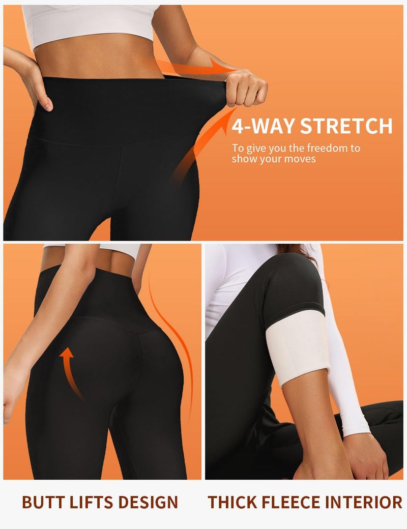 Bluemaple Fleece Lined Leggings for Women High Waisted Tummy Control Thermal Warm Winter for Women Workout Yoga Pants - Image 4