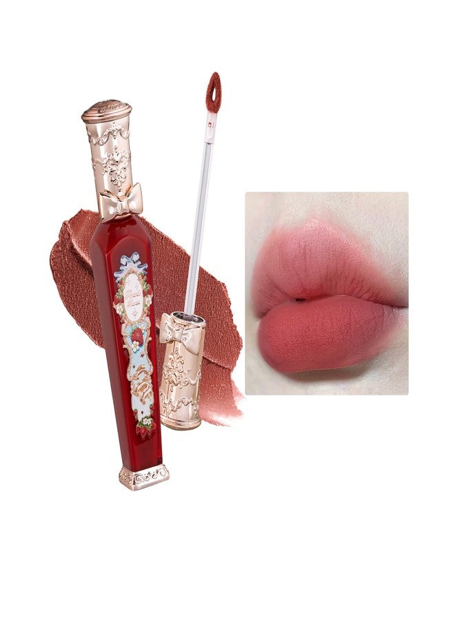 Flower Knows كريم شفاه فلوور نوز فراولة روكوكو، أحمر شفاه سائل مخملي غير لامع، أحمر شفاه، صبغة شفاه تدوم طويلاً، أحمر شفاه غير قابل للتلطخ للفتيات والنساء، 0.12 أونصة سائلة (S07 شاي الليتشي) - Image 1