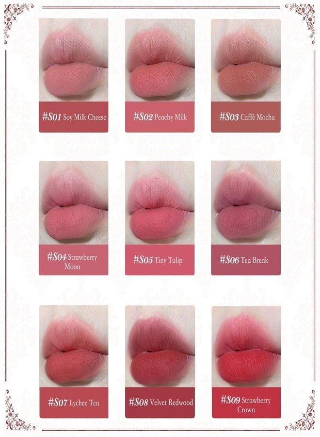 Flower Knows كريم شفاه فلوور نوز فراولة روكوكو، أحمر شفاه سائل مخملي غير لامع، أحمر شفاه، صبغة شفاه تدوم طويلاً، أحمر شفاه غير قابل للتلطخ للفتيات والنساء، 0.12 أونصة سائلة (S07 شاي الليتشي) - Image 3