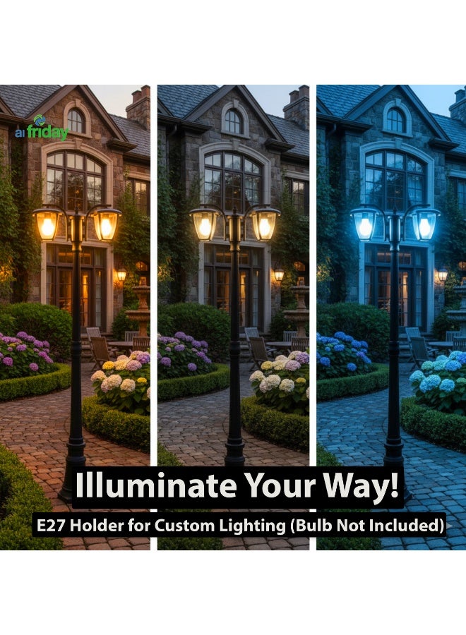 ALFRIDAY Outdoor Double-Head Street/Post Lamp — Classic Black (IP67, E27) - Image 5