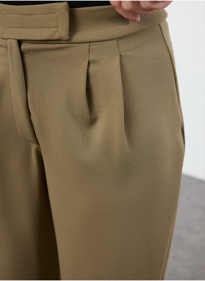 Dark Khaki Velcro Closure High Waist Pleated Wide Leg/Wide Cut Trousers TWOAW24PL00177 - pzsku/Z8238D17EFA258C4D24A5Z/45/_/1739718298/e2df6368-c24d-4f9d-a09e-069fccb4a179