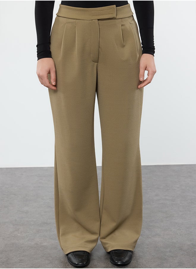 Dark Khaki Velcro Closure High Waist Pleated Wide Leg/Wide Cut Trousers TWOAW24PL00177 - pzsku/Z8238D17EFA258C4D24A5Z/45/_/1739718299/41cff04e-f658-45cd-bedc-20dd7e26093a