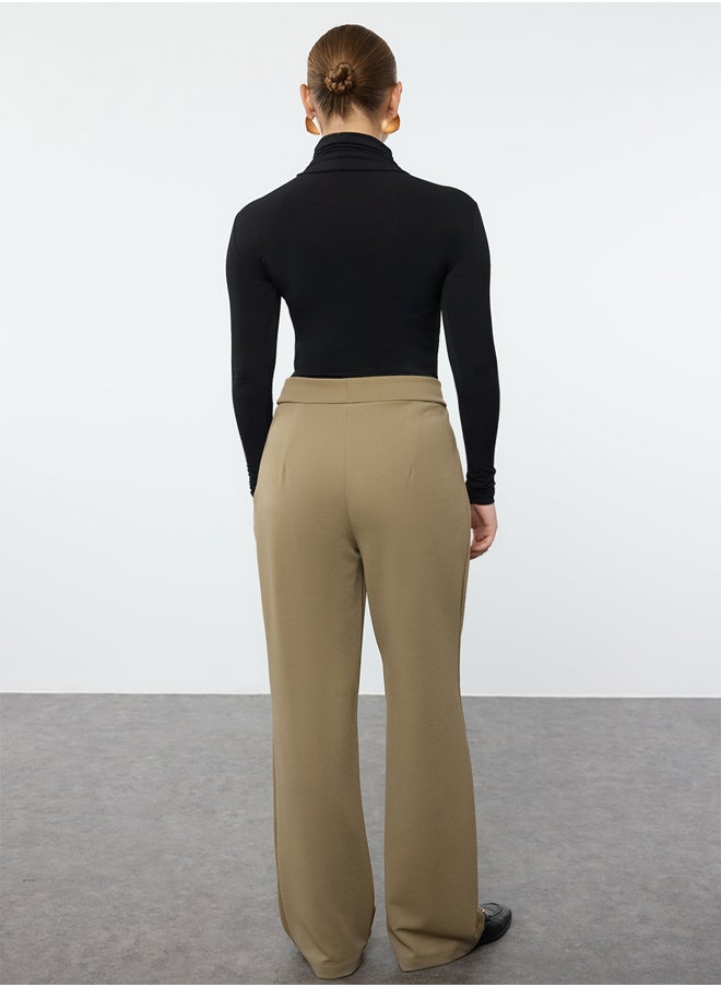 Dark Khaki Velcro Closure High Waist Pleated Wide Leg/Wide Cut Trousers TWOAW24PL00177 - pzsku/Z8238D17EFA258C4D24A5Z/45/_/1739718300/670cf5cd-fd41-4597-9ba9-afdaa6c5d7bd