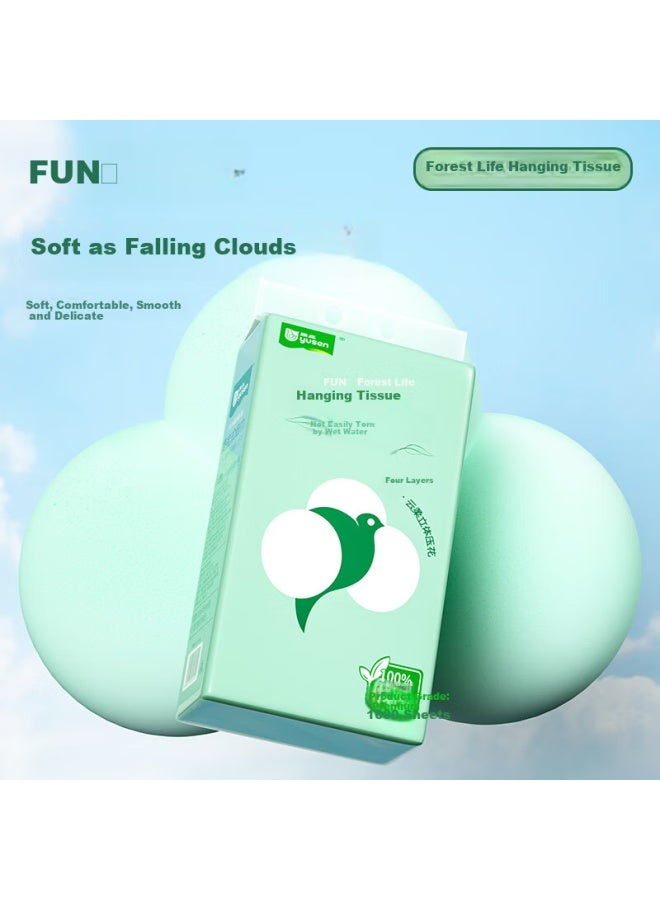 Yusen Hanging Facial Tissues, 5-ply, 320 Sheets*4 Packs, Napkins, Whole Box Facial Tissues For Home Use, 1600 Sheets - Image 2