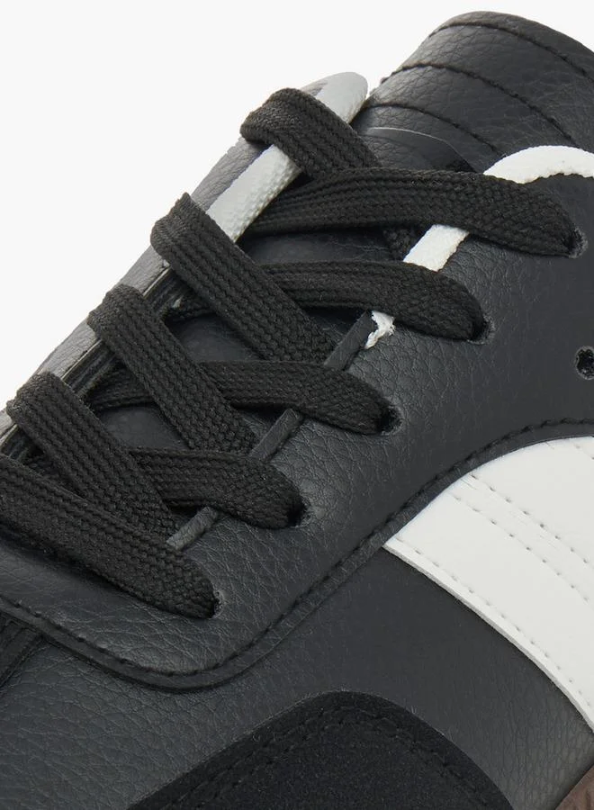 Dash Black Panelled Low Ankle Sneakers with Lace-Up Closure for Women | Best Price UAE