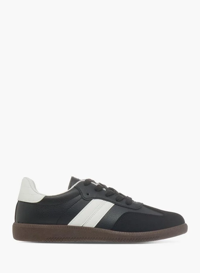 Dash Black Panelled Low Ankle Sneakers with Lace-Up Closure for Women | Best Price UAE