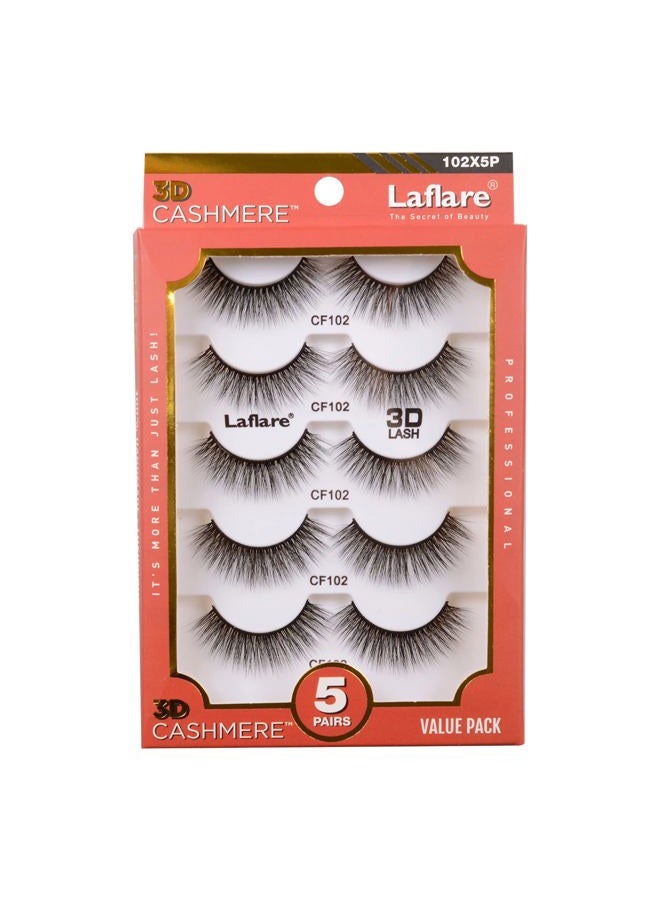 Laflare رموش 5 أزواج عيون قطة خفيفة الوزن طبيعية 3D كشمير ناعمة طويلة تمديد رموش حزمة مصنوعة يدويًا فاخرة الحجم رموش مزيفة رقيقة (CF102) - Image 1