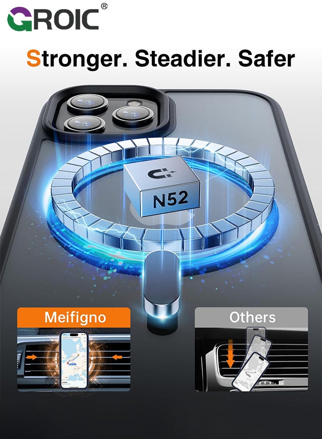 GROIC Magnetic Designed for iPhone 15 Pro Black Case, Protection & Compatible with MagSafe, Translucent Matte Back with Soft Edge Phone Case - Image 5