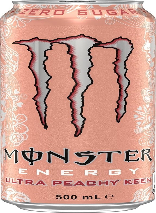 Monster Energy Ultra Peachy Keen Zero Sugar Energy Drink, Peach Flavored Beverage, 16 fl oz Can Each 500ml X Pack Of 3 (Product Of USA) - Image 3