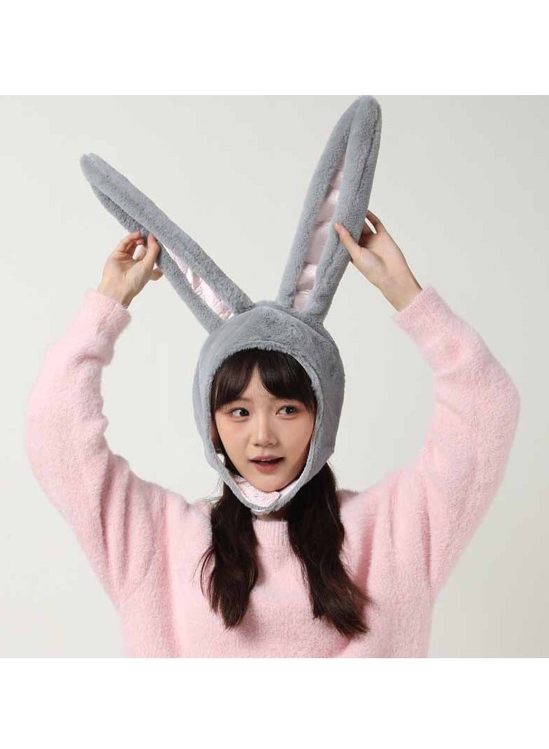 Cute Plush Fun Bunny Ears Hood Women Costume Hats - Image 1