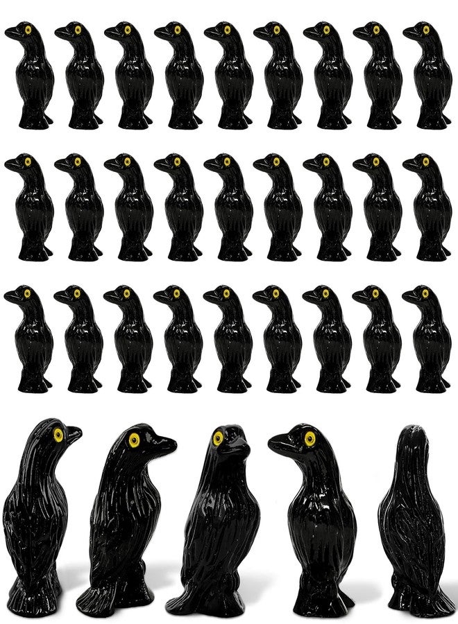 Lukinuo Mini Resin Crows Figures 36pcs Miniature Crows Figurines Tiny Black Raven Figurine Mini Black Bird Figurine Raven Cake Topper Halloween Bird Ornaments for Halloween Scene Cupcake Decor - Image 1