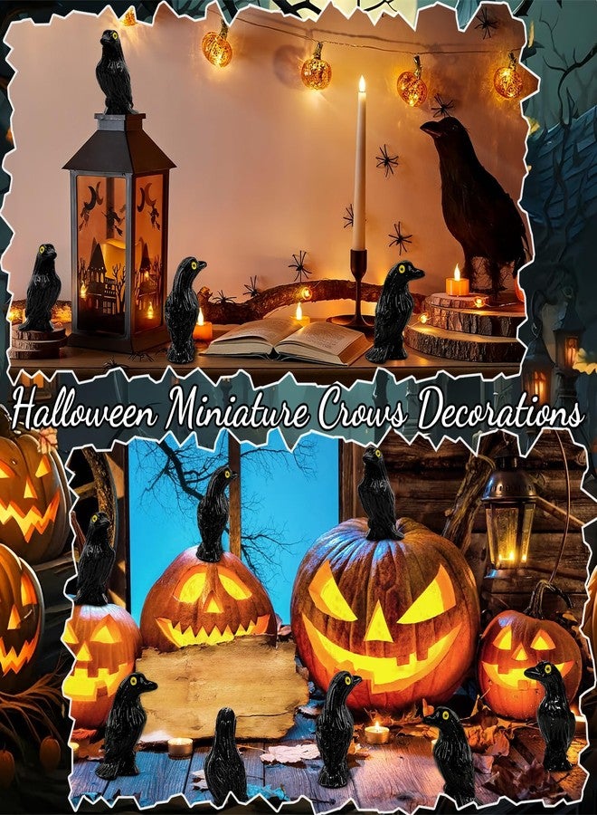 Lukinuo Mini Resin Crows Figures 36pcs Miniature Crows Figurines Tiny Black Raven Figurine Mini Black Bird Figurine Raven Cake Topper Halloween Bird Ornaments for Halloween Scene Cupcake Decor - Image 4