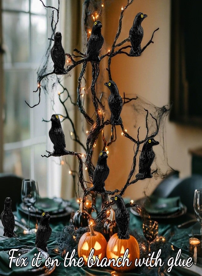 Lukinuo Mini Resin Crows Figures 36pcs Miniature Crows Figurines Tiny Black Raven Figurine Mini Black Bird Figurine Raven Cake Topper Halloween Bird Ornaments for Halloween Scene Cupcake Decor - Image 5