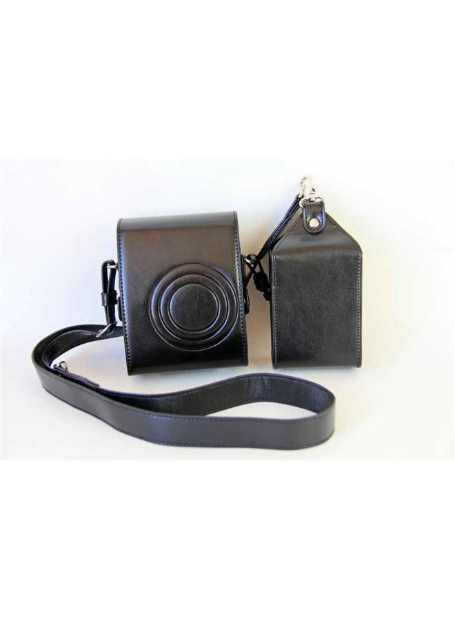 BolinUS Handmade PU Leather FullBody Camera Case Bag Cover for Fujifilm Instax Mini 90 with Neck Strap Battery Bag -Black - Image 1