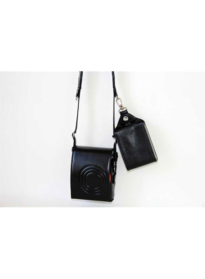 BolinUS Handmade PU Leather FullBody Camera Case Bag Cover for Fujifilm Instax Mini 90 with Neck Strap Battery Bag -Black - Image 2