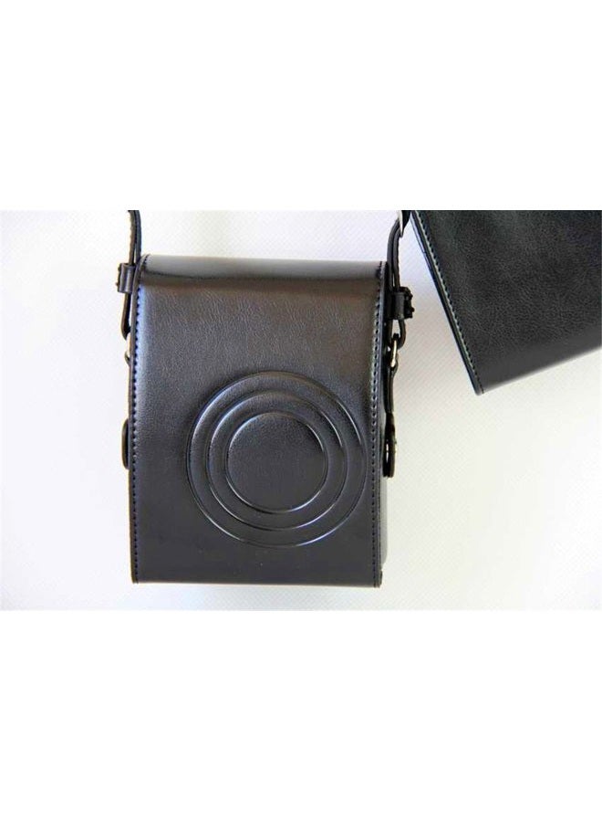 BolinUS Handmade PU Leather FullBody Camera Case Bag Cover for Fujifilm Instax Mini 90 with Neck Strap Battery Bag -Black - Image 3